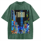 Where Tradition Meets The Future Tokyo night view Vintage Washed T-shirt