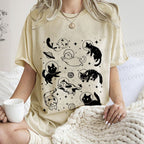 Unisex Cute Cartoon Astronaut Printed Washed Tee