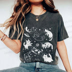 Unisex Cute Cartoon Astronaut Printed Washed Tee