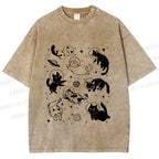 Unisex Cute Cartoon Astronaut Printed Washed Tee