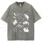 Unisex Cute Cartoon Astronaut Printed Washed Tee