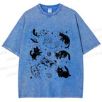 Unisex Cute Cartoon Astronaut Printed Washed Tee