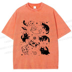Unisex Cute Cartoon Astronaut Printed Washed Tee