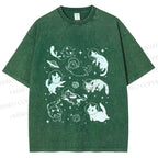 Unisex Cute Cartoon Astronaut Printed Washed Tee