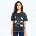 Unisex Cute Cartoon Astronaut Printed Washed Tee