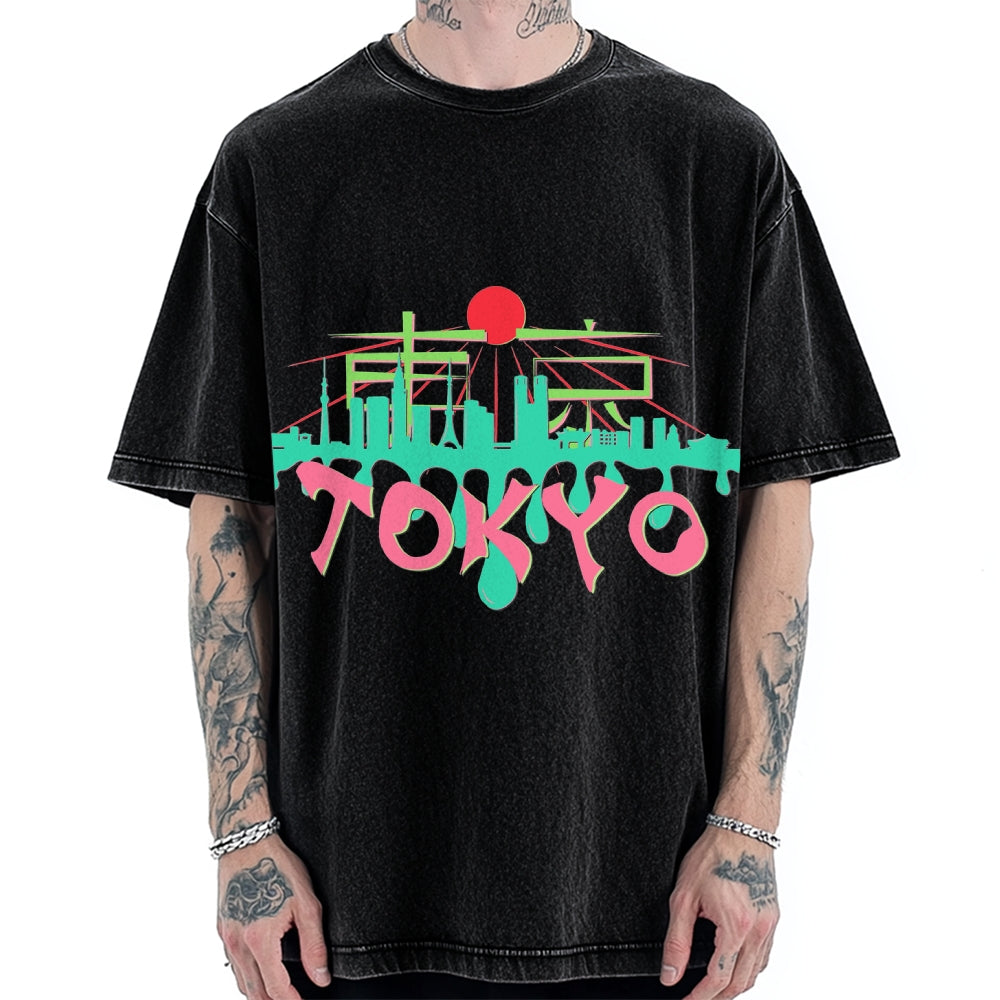 Japan Tokyo Kanji Vintage Washed T-shirt