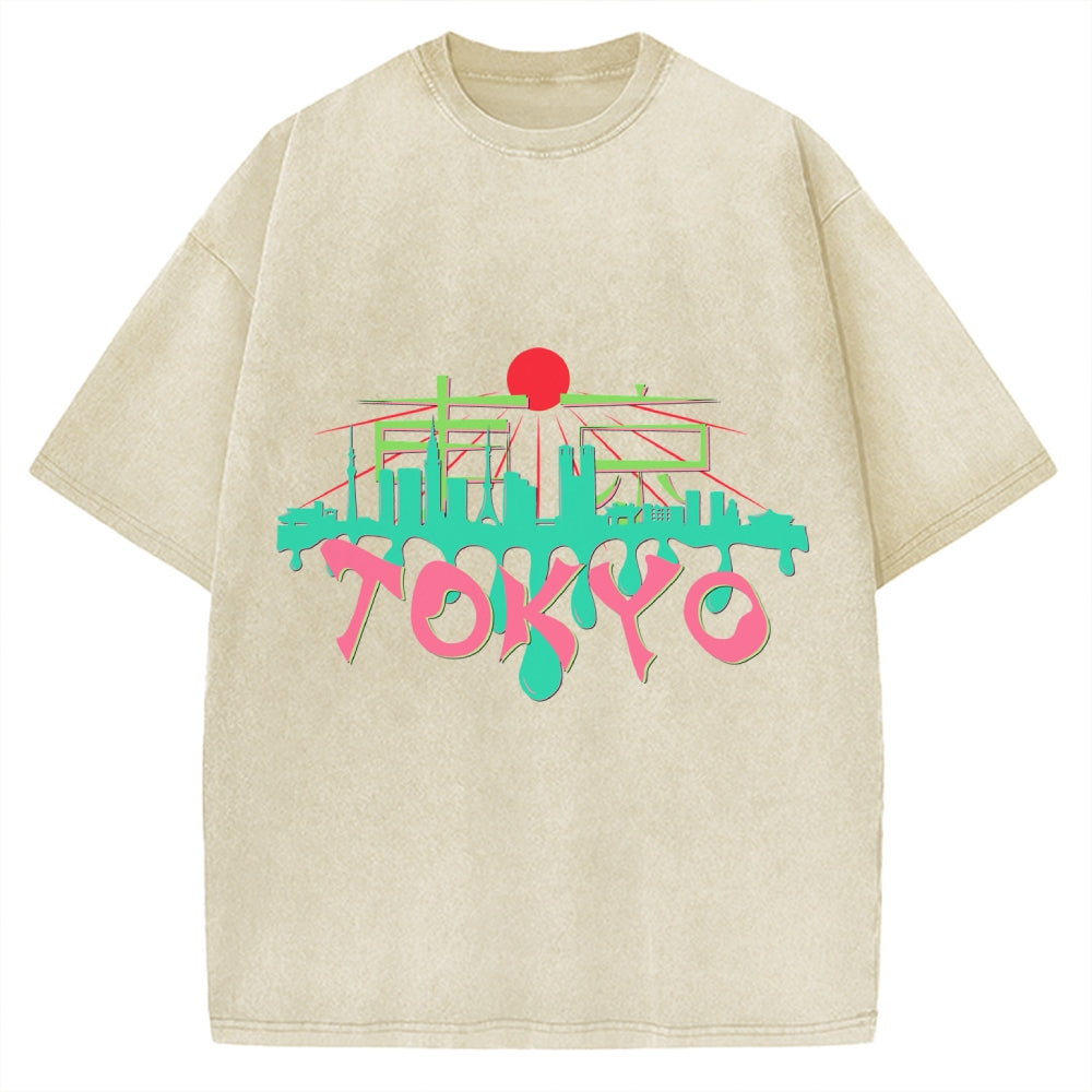 Japan Tokyo Kanji Vintage Washed T-shirt