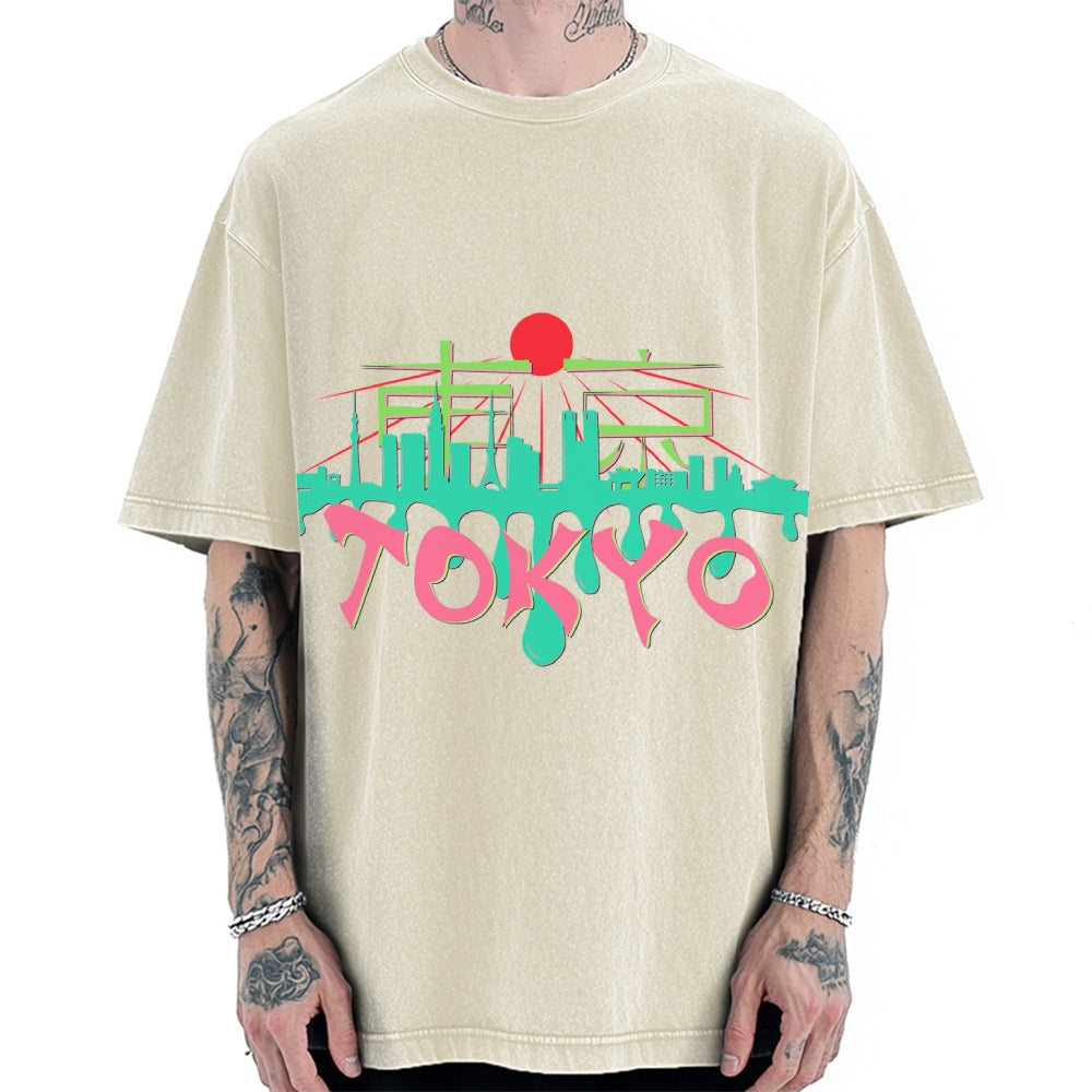 Japan Tokyo Kanji Vintage Washed T-shirt