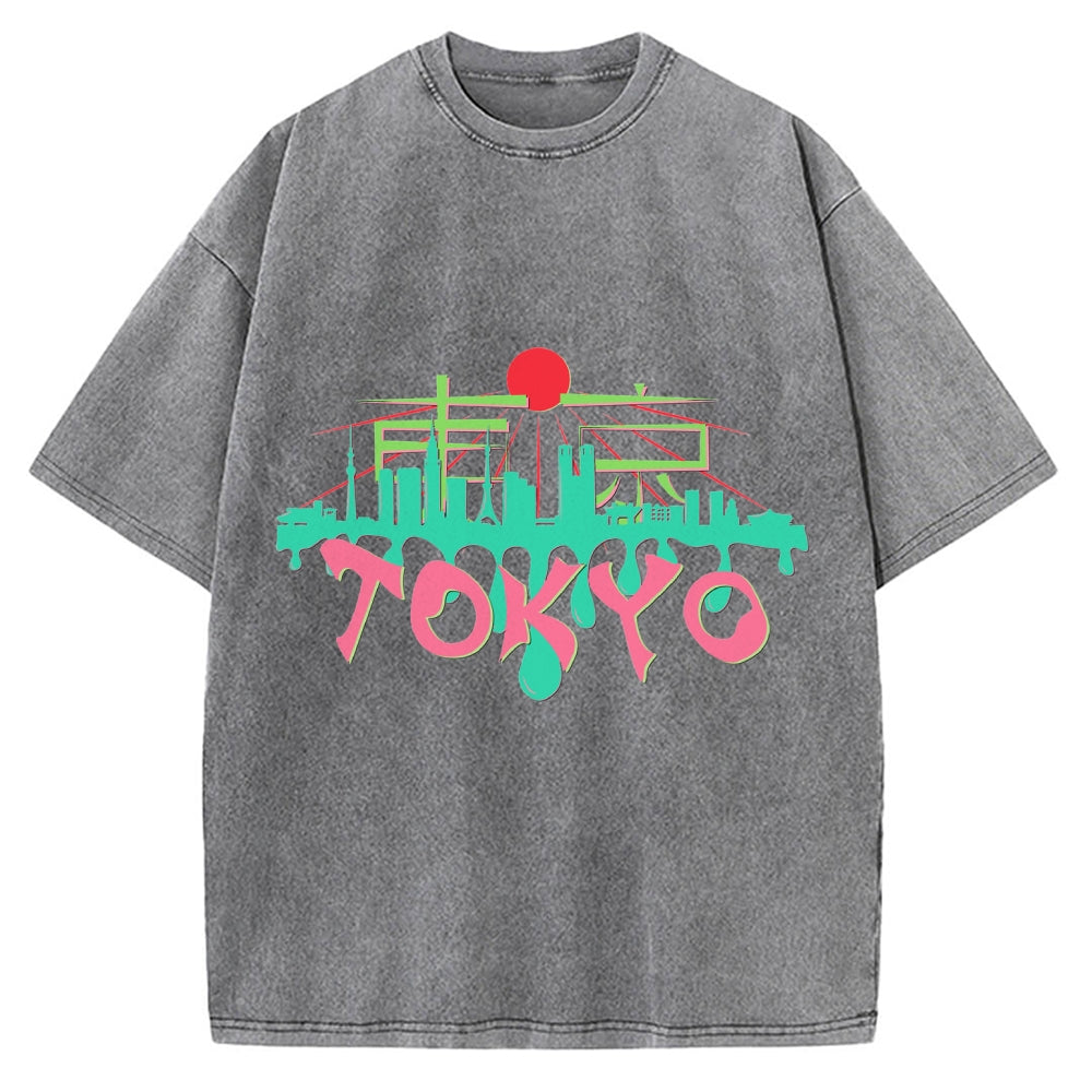 Japan Tokyo Kanji Vintage Washed T-shirt