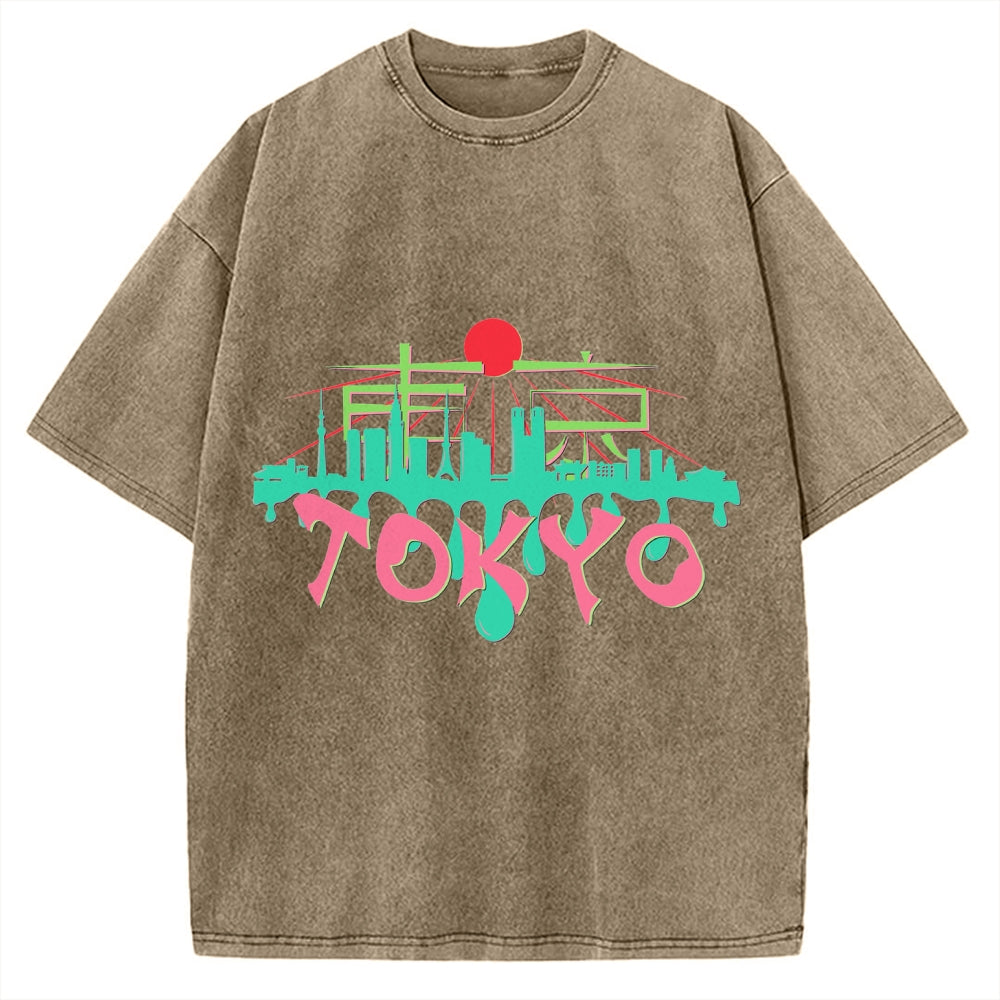 Japan Tokyo Kanji Vintage Washed T-shirt