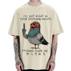 Angry Pigeon Funny Vintage Washed T-shirt