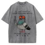 Angry Pigeon Funny Vintage Washed T-shirt