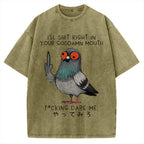 Angry Pigeon Funny Vintage Washed T-shirt