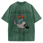 Angry Pigeon Funny Vintage Washed T-shirt