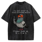 Angry Pigeon Funny Vintage Washed T-shirt