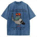Angry Pigeon Funny Vintage Washed T-shirt