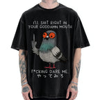 Angry Pigeon Funny Vintage Washed T-shirt