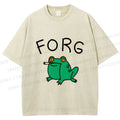 Unisex Silly Frog Smoking Forg Printed Washed Tee