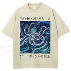Unisex Yayoi Kusama Octopus Printed Washed Tee