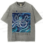 Unisex Yayoi Kusama Octopus Printed Washed Tee