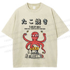 Unisex Takoyaki Octopus Balls Printed Washed Tee
