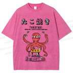 Unisex Takoyaki Octopus Balls Printed Washed Tee