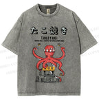 Unisex Takoyaki Octopus Balls Printed Washed Tee