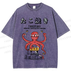 Unisex Takoyaki Octopus Balls Printed Washed Tee