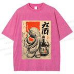 Unisex Octopus With Bottle Printed Washed Tee