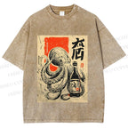 Unisex Octopus With Bottle Printed Washed Tee