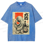 Unisex Octopus With Bottle Printed Washed Tee