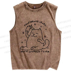 Unisex Confidence Level Selfie Without Filter Cat Printed Washed Tank Top