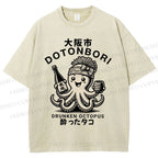 Unisex Osaka Octopus Printed Washed Tee