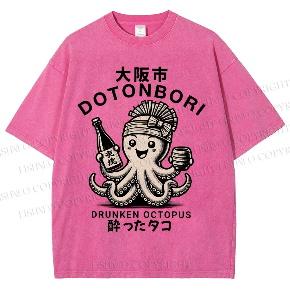 Unisex Osaka Octopus Printed Washed Tee