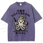 Unisex Osaka Octopus Printed Washed Tee