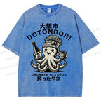 Unisex Osaka Octopus Printed Washed Tee