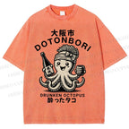 Unisex Osaka Octopus Printed Washed Tee
