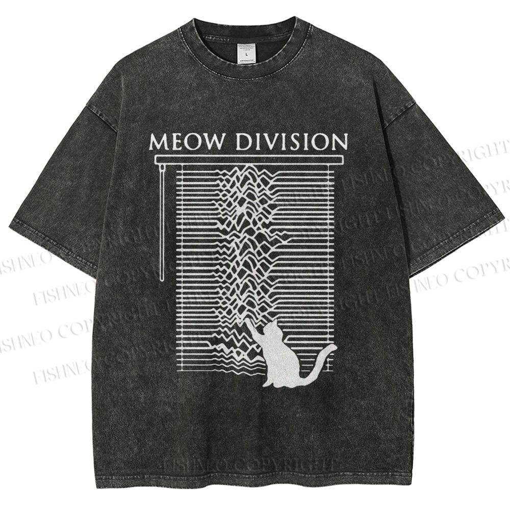 Unisex Meow Division Printed Washed Tee
