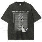 Unisex Meow Division Printed Washed Tee