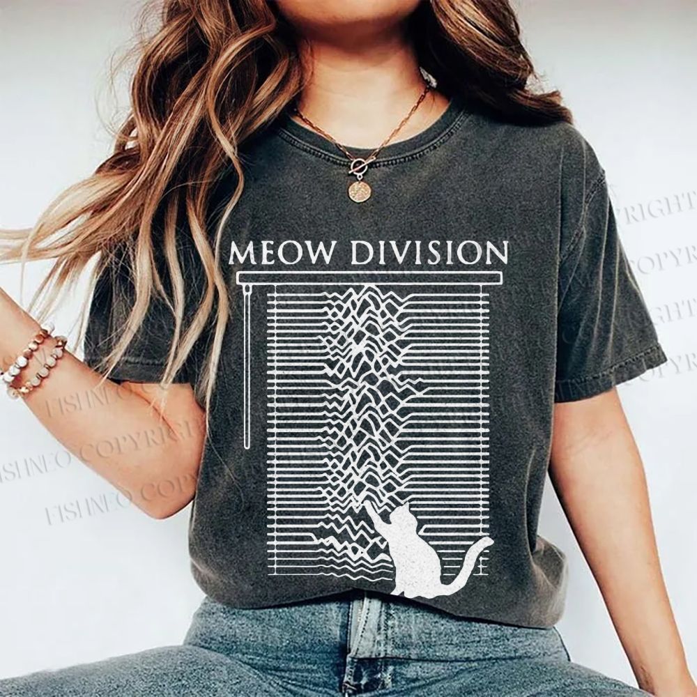 Unisex Meow Division Printed Washed Tee