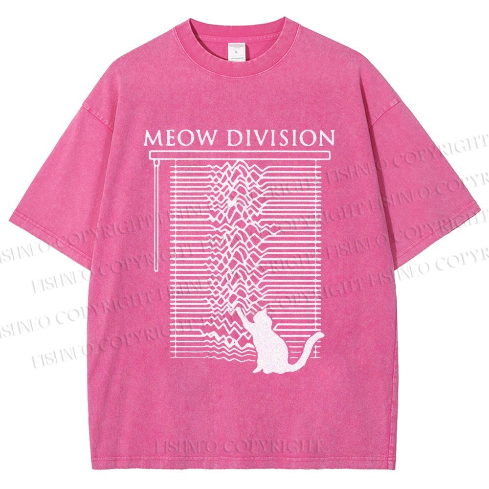 Unisex Meow Division Printed Washed Tee