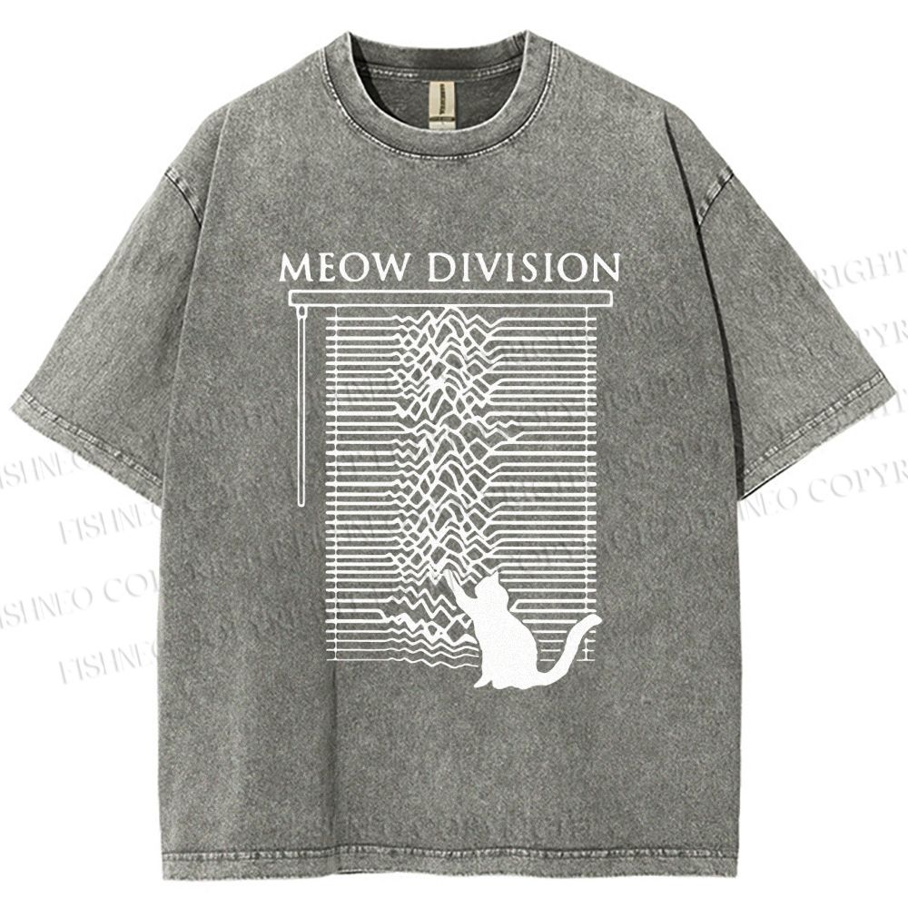 Unisex Meow Division Printed Washed Tee
