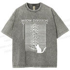Unisex Meow Division Printed Washed Tee