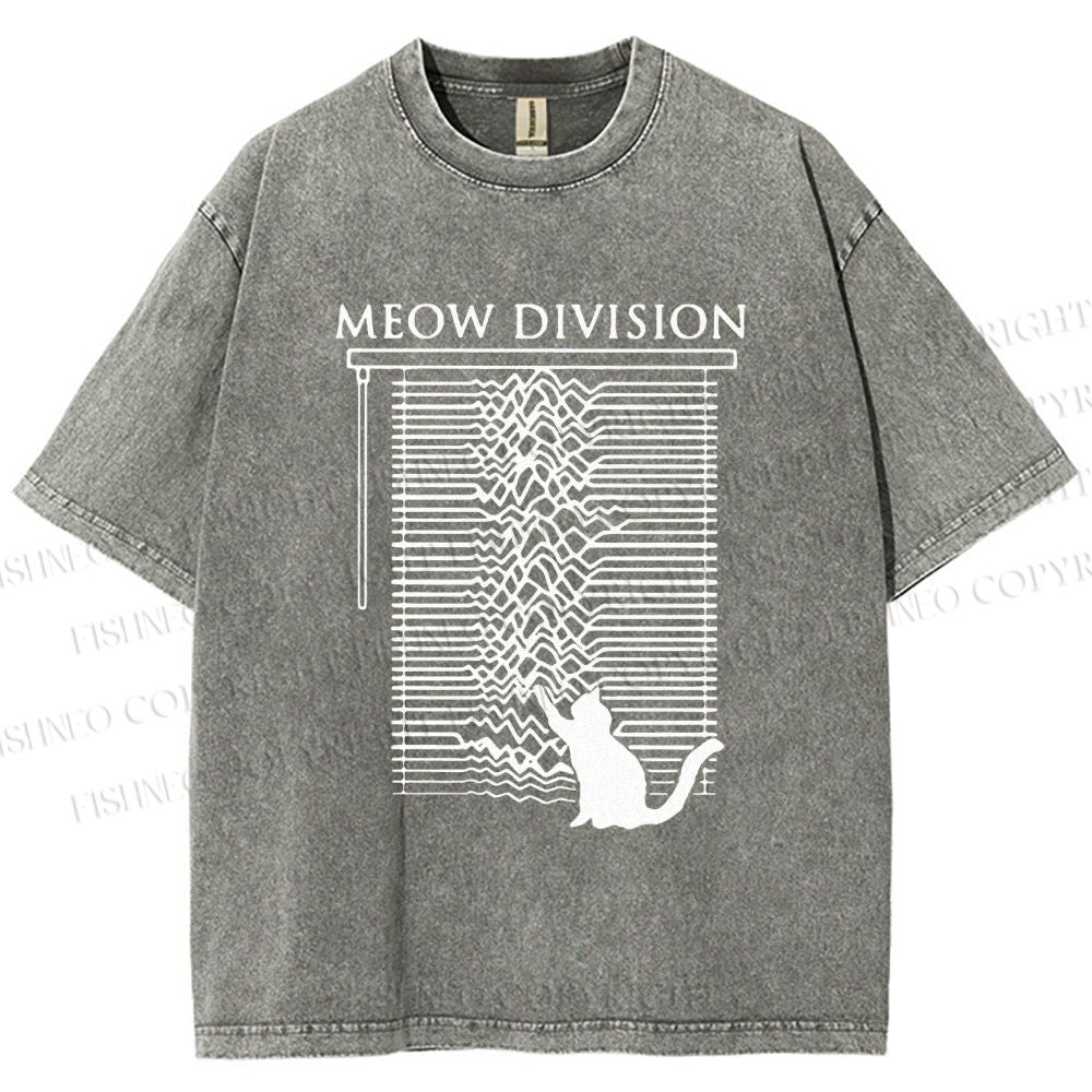 Unisex Meow Division Printed Washed Tee