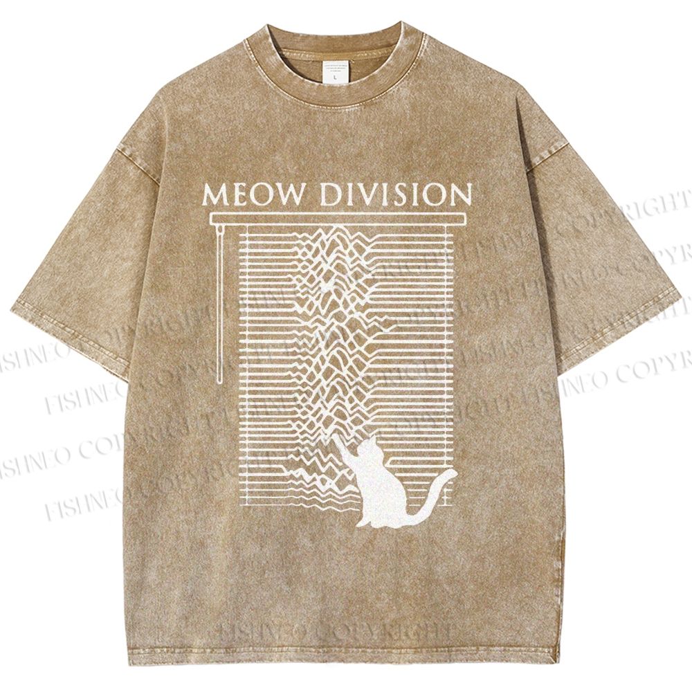 Unisex Meow Division Printed Washed Tee