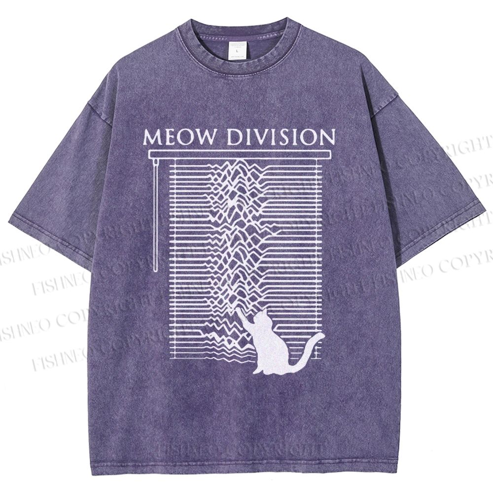 Unisex Meow Division Printed Washed Tee