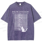 Unisex Meow Division Printed Washed Tee