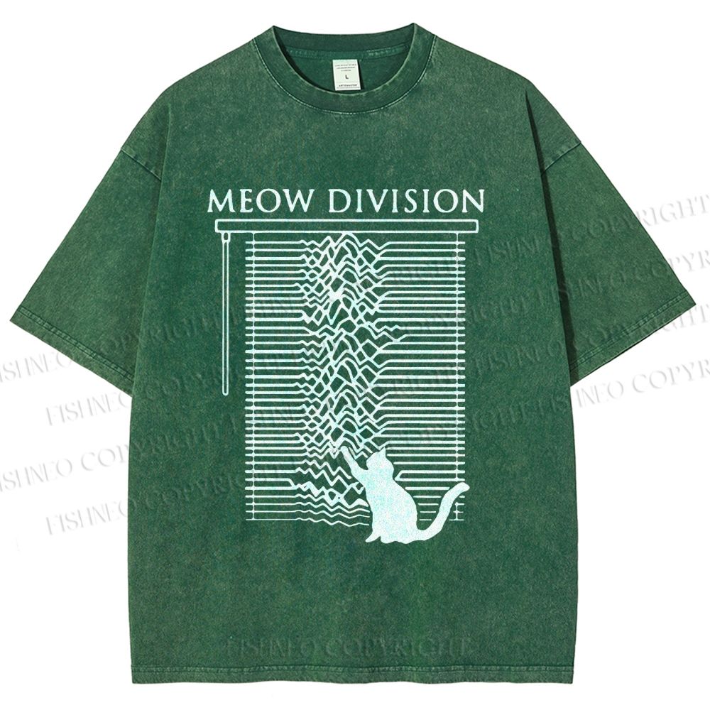 Unisex Meow Division Printed Washed Tee