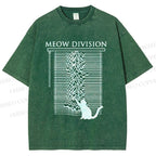 Unisex Meow Division Printed Washed Tee