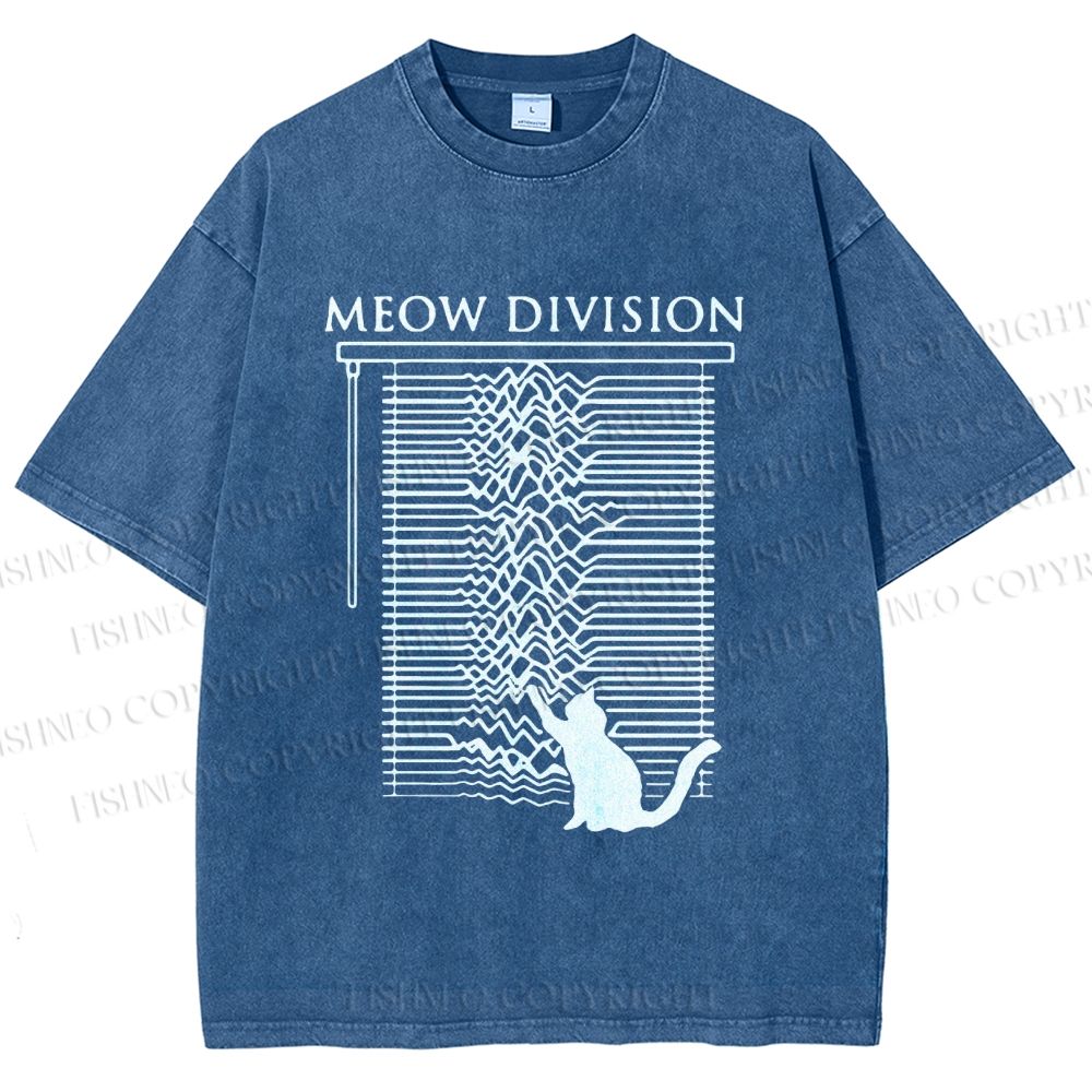 Unisex Meow Division Printed Washed Tee